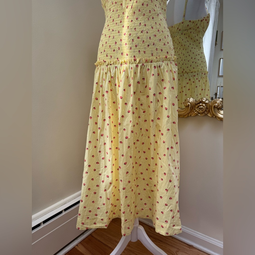 SOLD | Free People Lavender Daze Strawberry Smocked Midi Dress Size Medium NWOT - Picture 6 of 10